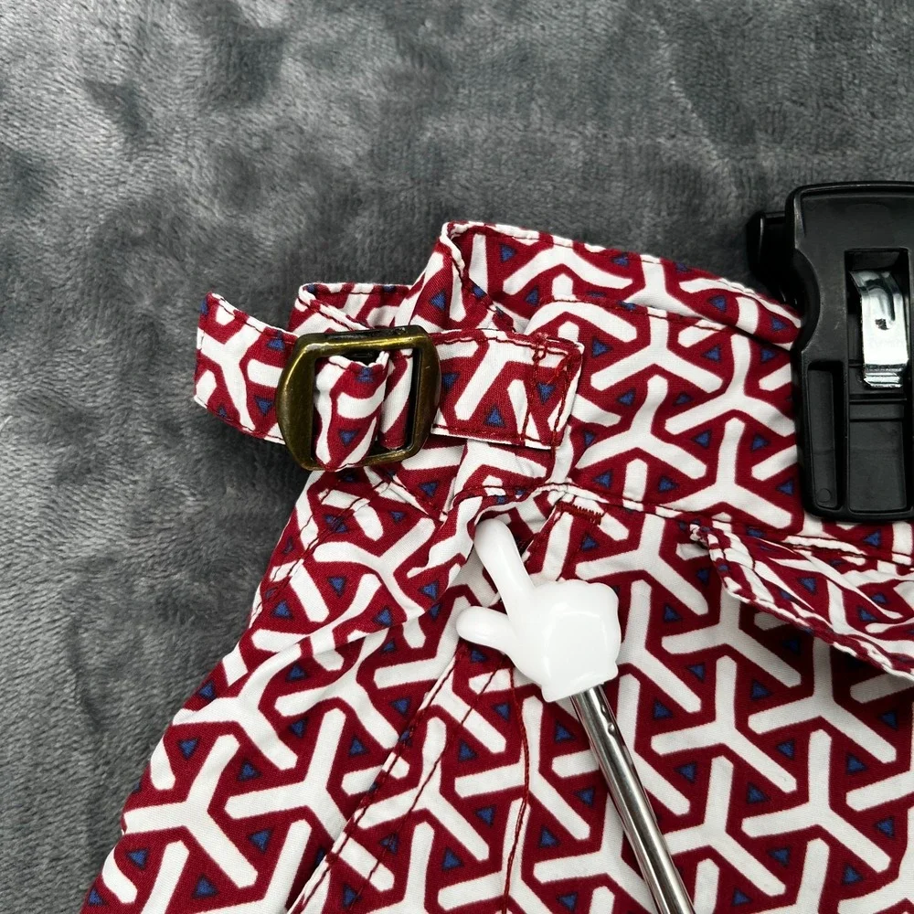 Suitsupply Swim Shorts Men's XL Red Geometric Adjustable Waist Beach Trunks EUC